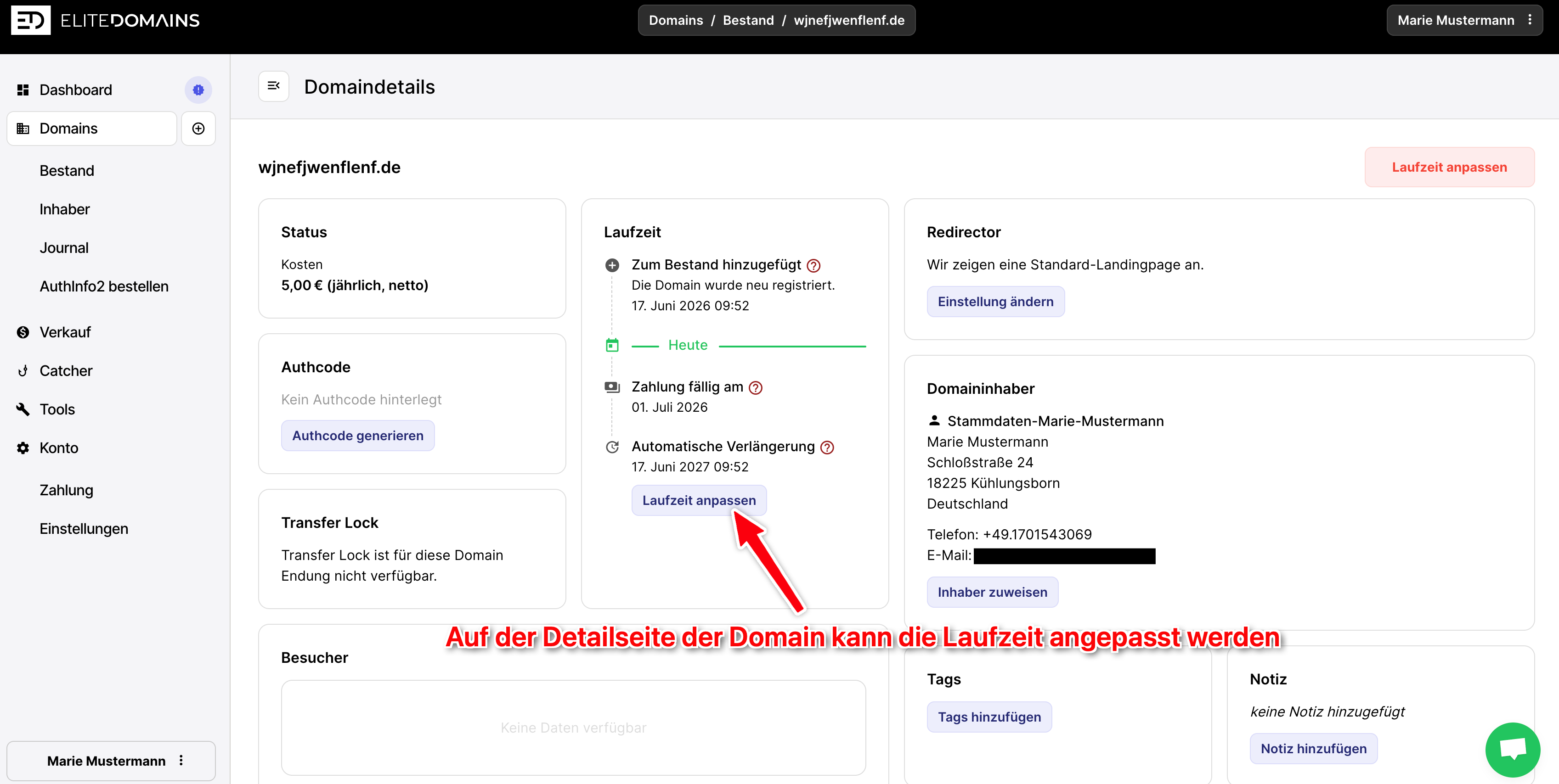 Domain löschen - Single Delete