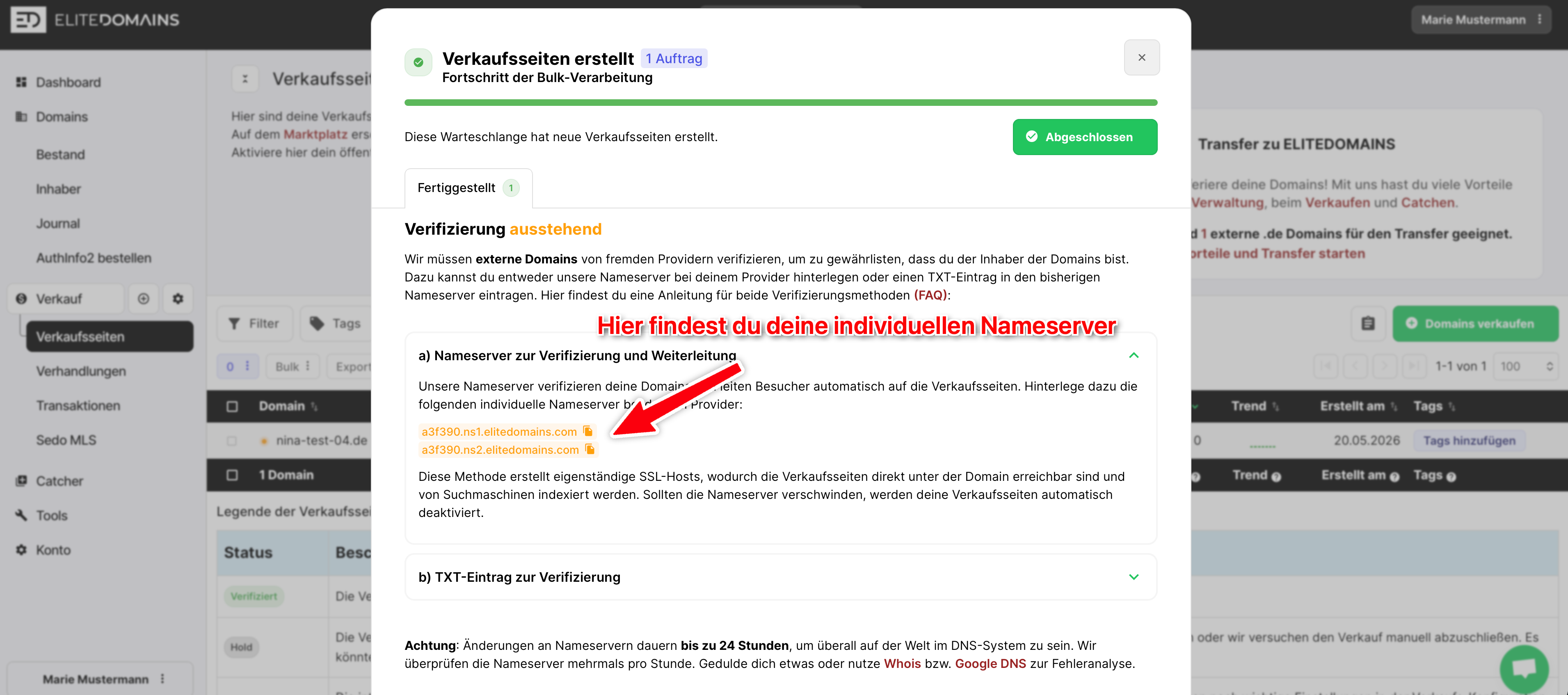 Verifizierung externer Domains