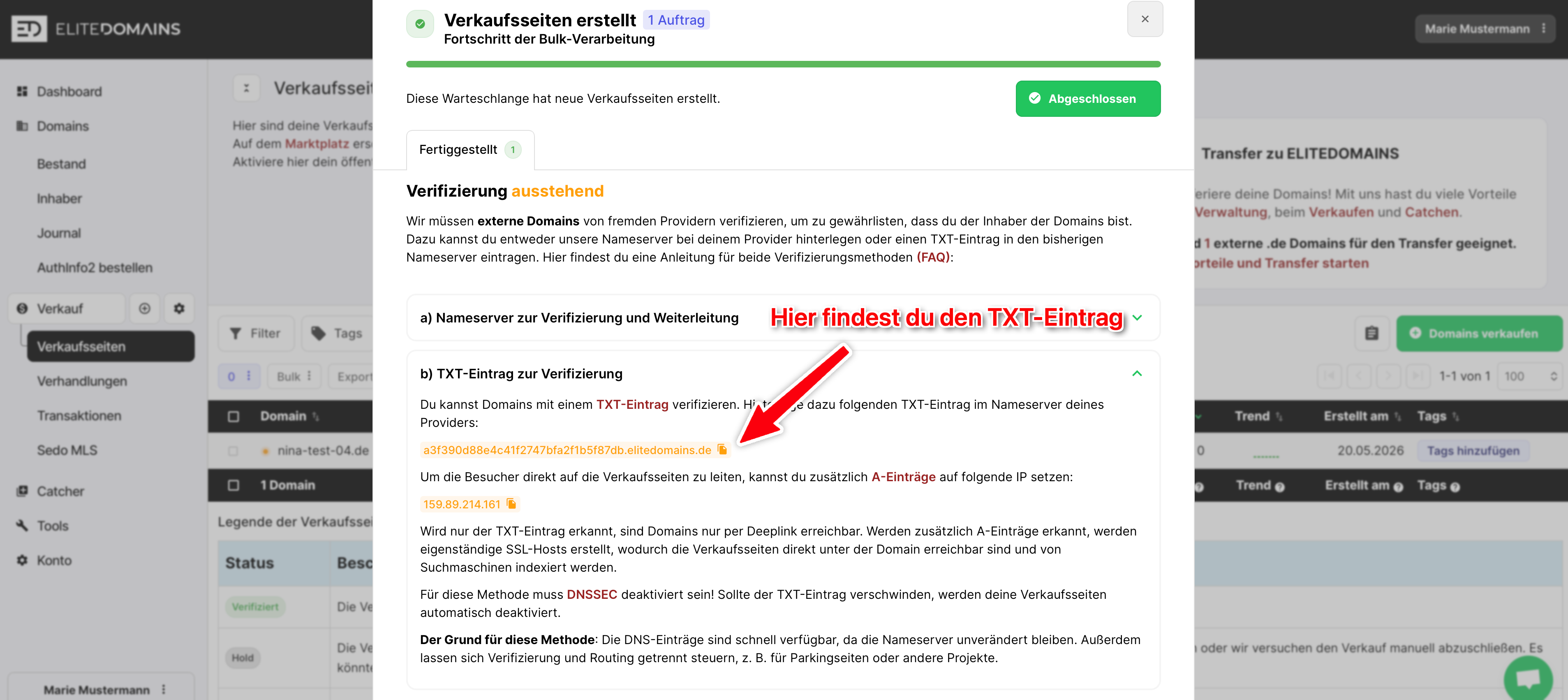 Verifizierung externer Domains